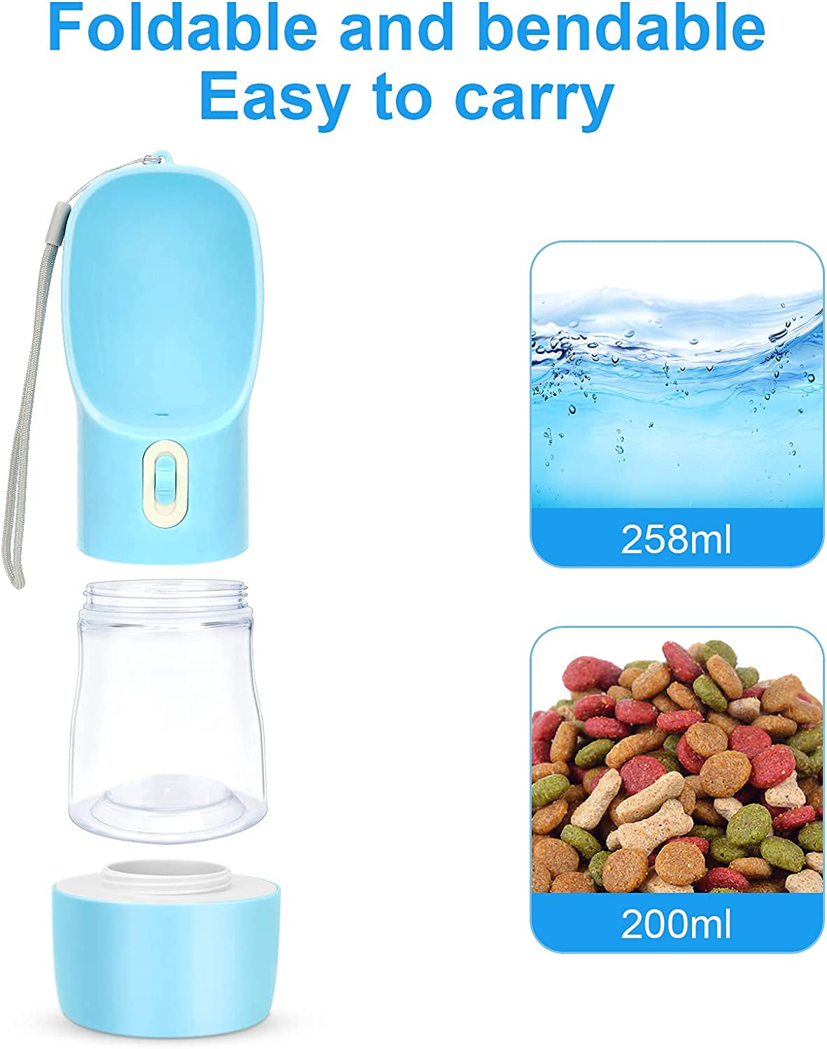 Lightweight Pet Water Bottle for Hiking, Easy to Carry, BPA Free (Blue)